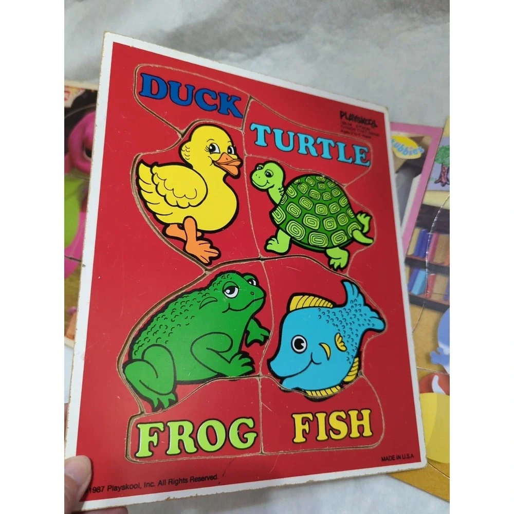 Barney Blues Clues Teletubbies Playskool Swim Wooden Puzzles Vintage lot